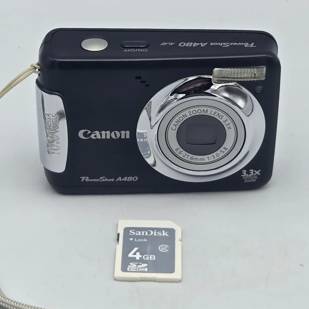 Canon PowerShot A480 Digital Camera Black Glitchy Zoom‎ Lens May Need Repair